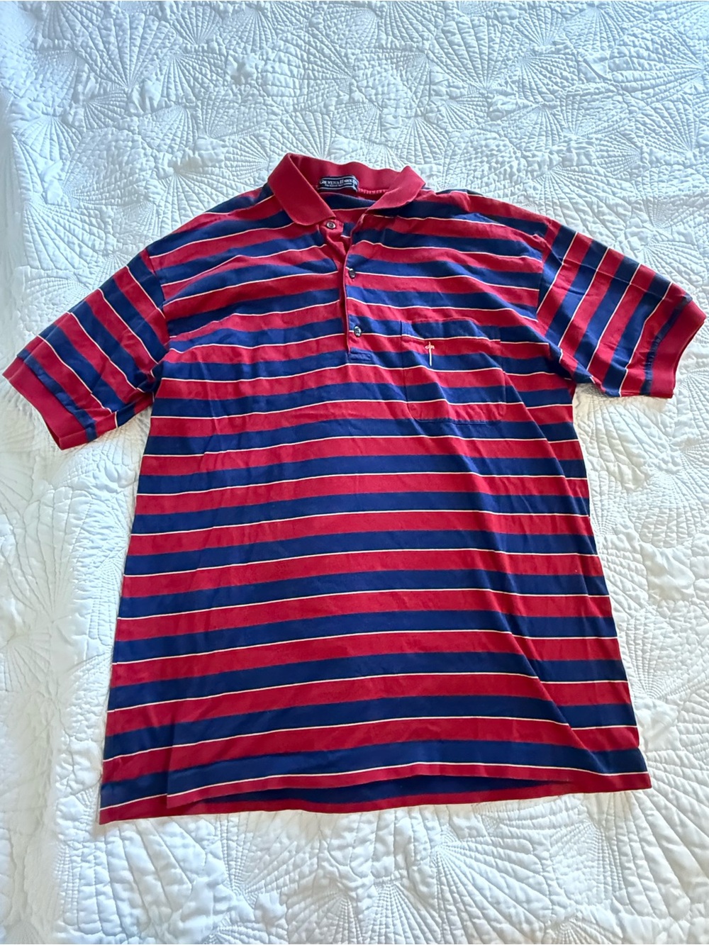 Gieves & Hawkes Red and Navy Stripe Polo Shirt